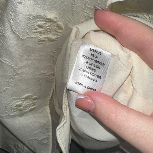 Hunter Bell Gaille Puff Sleeve Mini Dress in Ivory Floral Jacquard Size Small - Picture 8 of 10